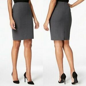 NEW Anne Klein Straight Stretch Skirt Charcoal Grey Womans Petites 12 ￼‎